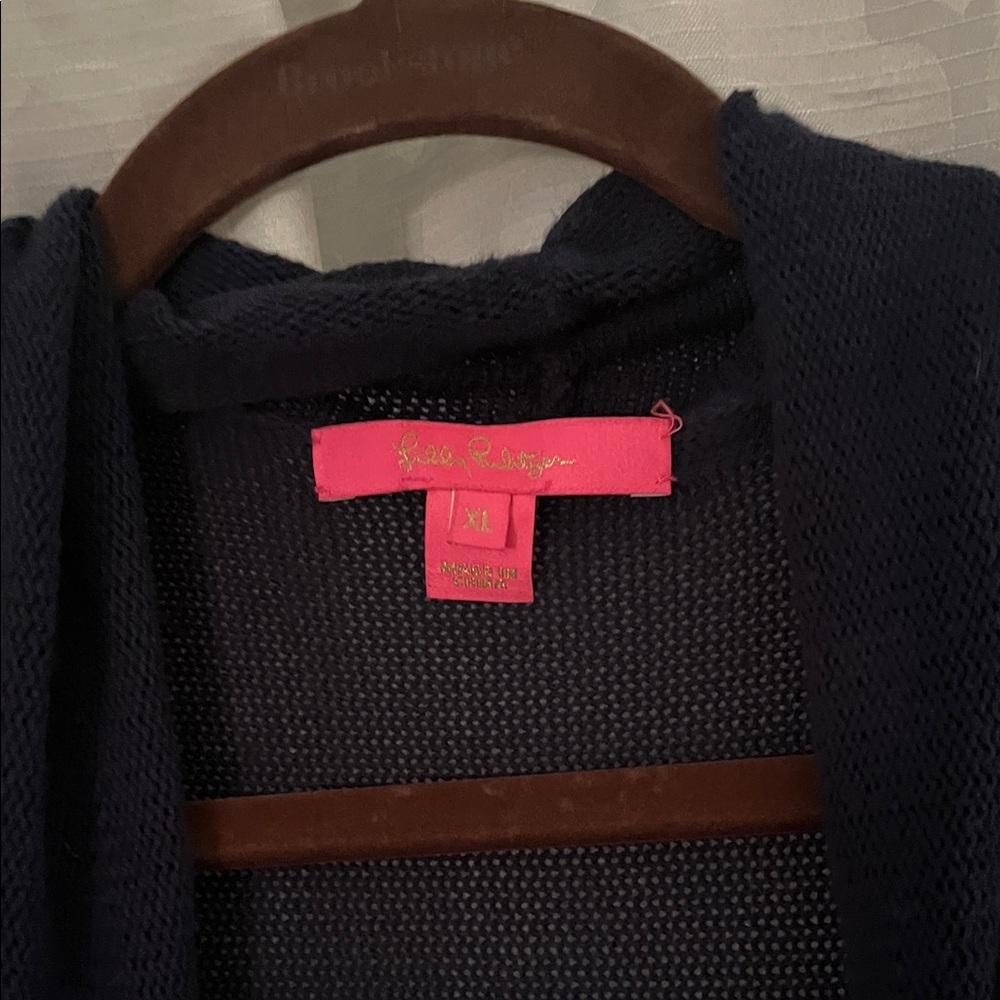 Lily Pulitzer Navy Blue Knit Cardigan with Fringe